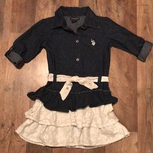 Blue jean and lace girl’s dress